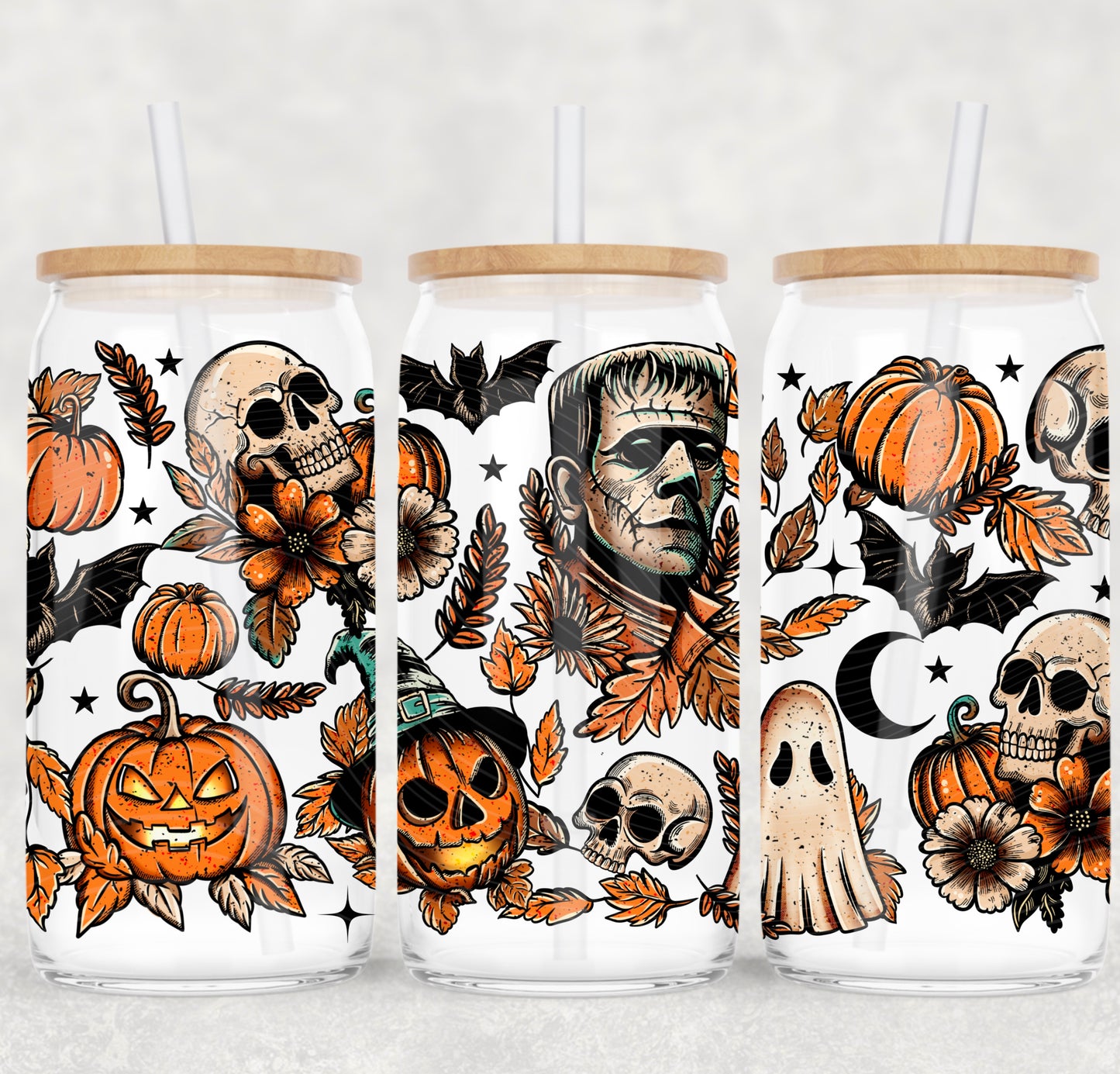 đ¸ď¸ âFrankieâs Haunted Harvestâ 16oz Glass Tumbler đ¸ď¸