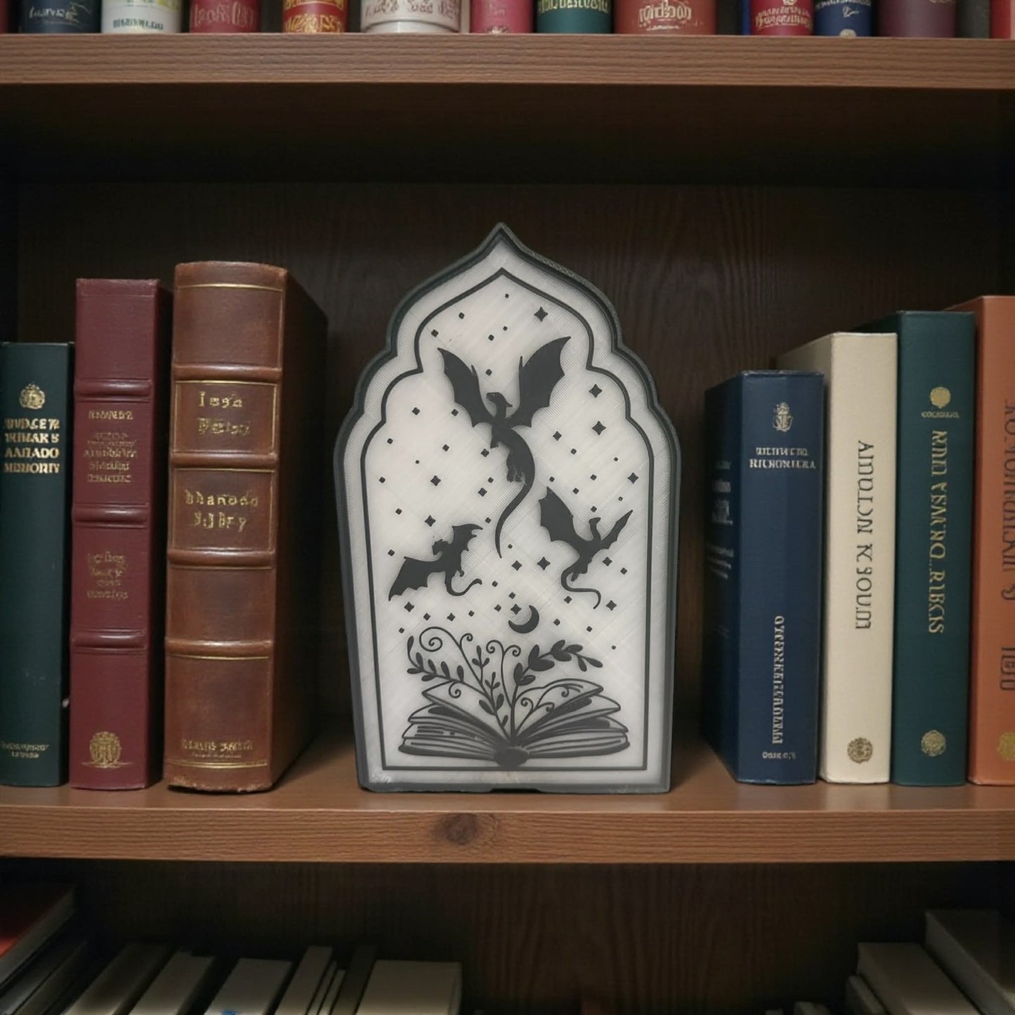 Gothic Dragon Book Nook Shelf Decor – Fantasy Bookshelf Accent