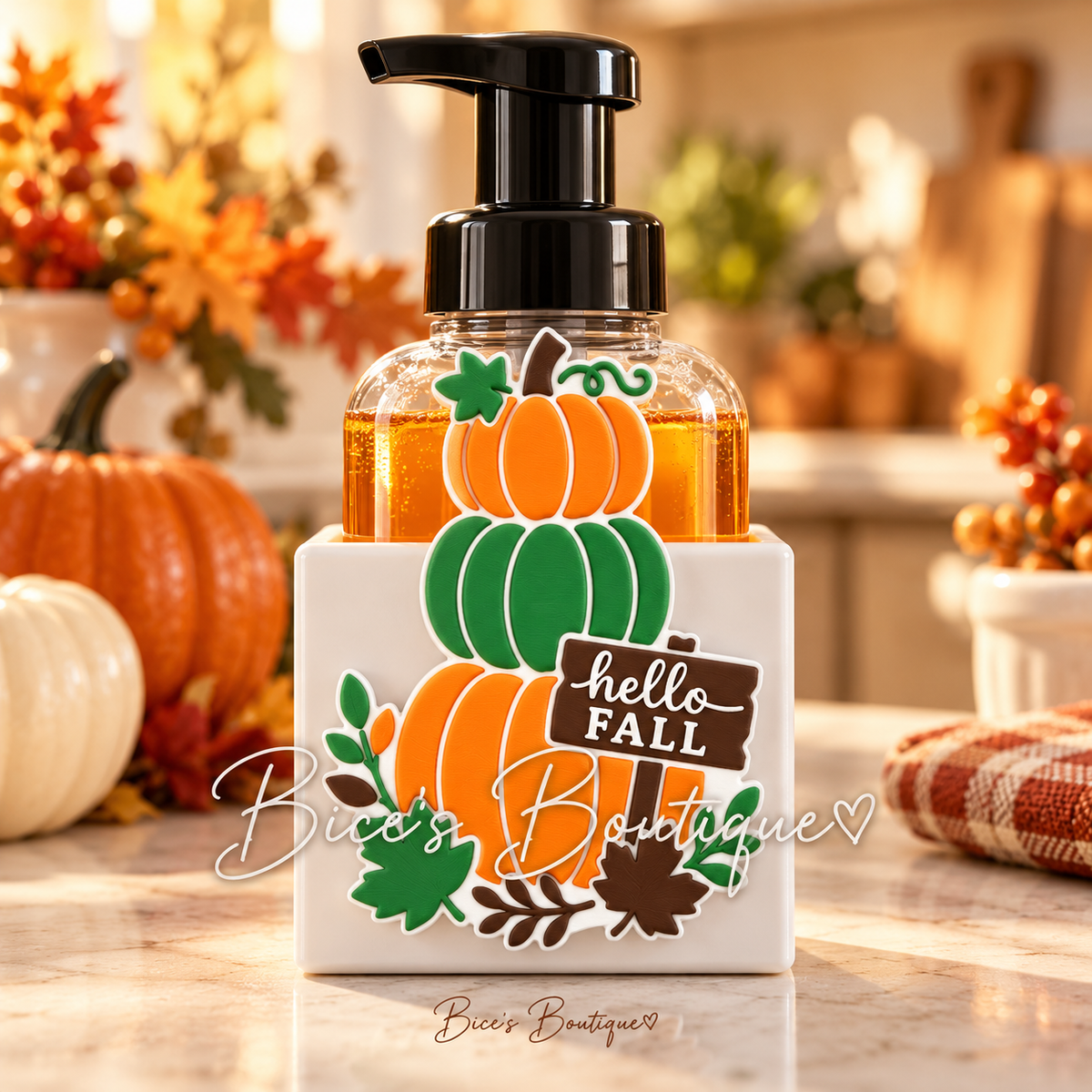 Hello Fall Orange & Green Stacked Pumpkins Interchangeable Faceplate