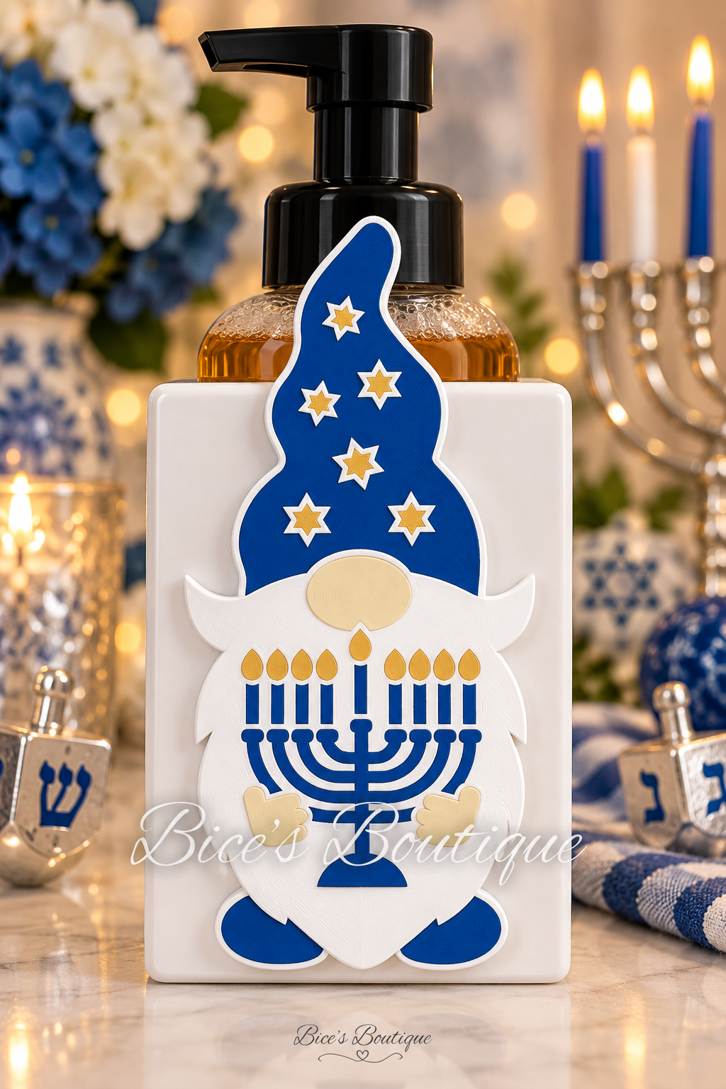 Hanukkah Gnome with Menorah Interchangeable Faceplate