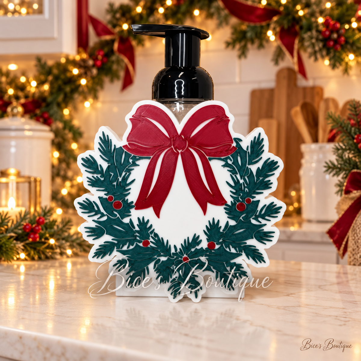 Christmas Wreath & Burgundy Bow Interchangeable Faceplate