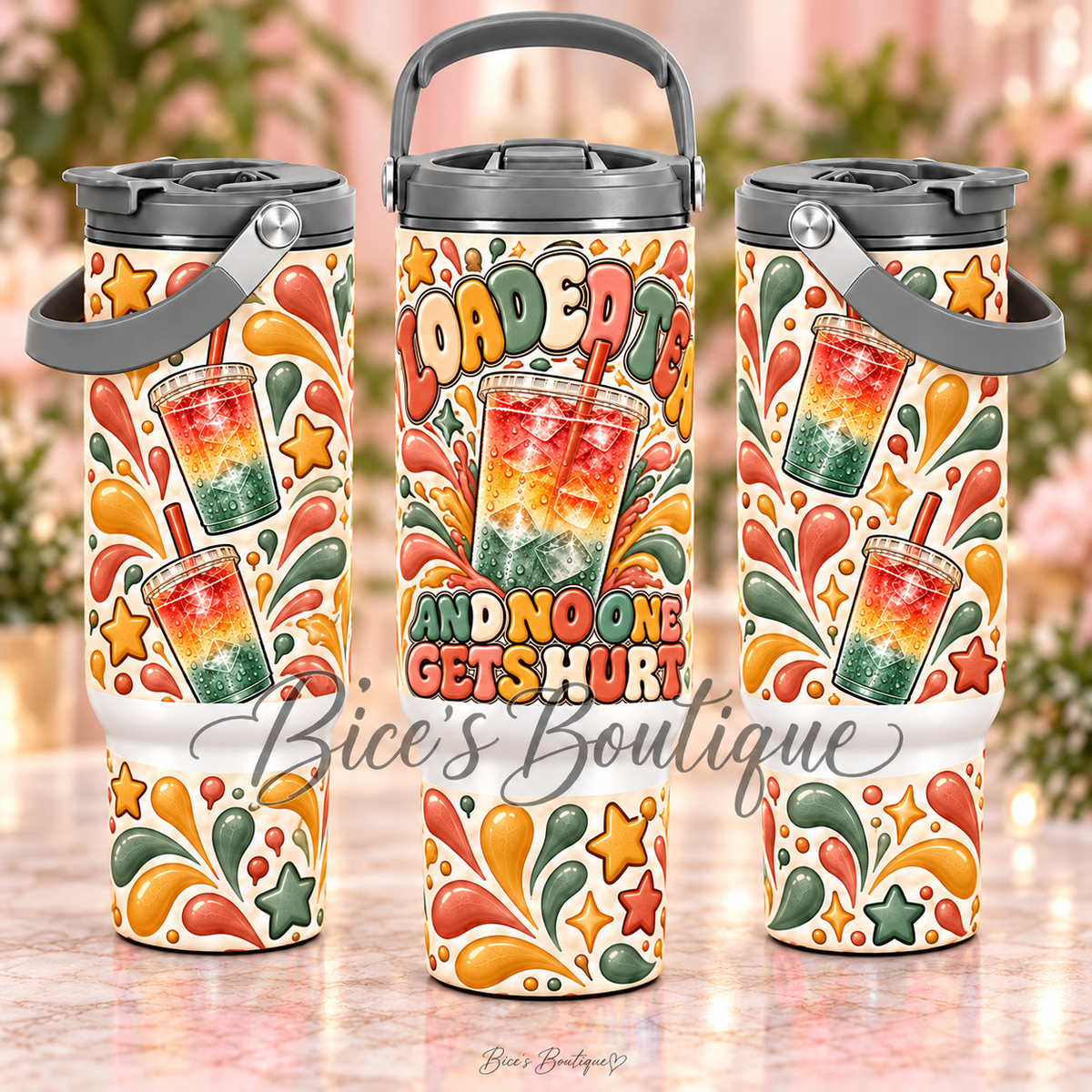 Loaded Tea and No One Gets Hurt | 30oz Tumbler with Handle & Straw | Retro Loaded Tea Cup