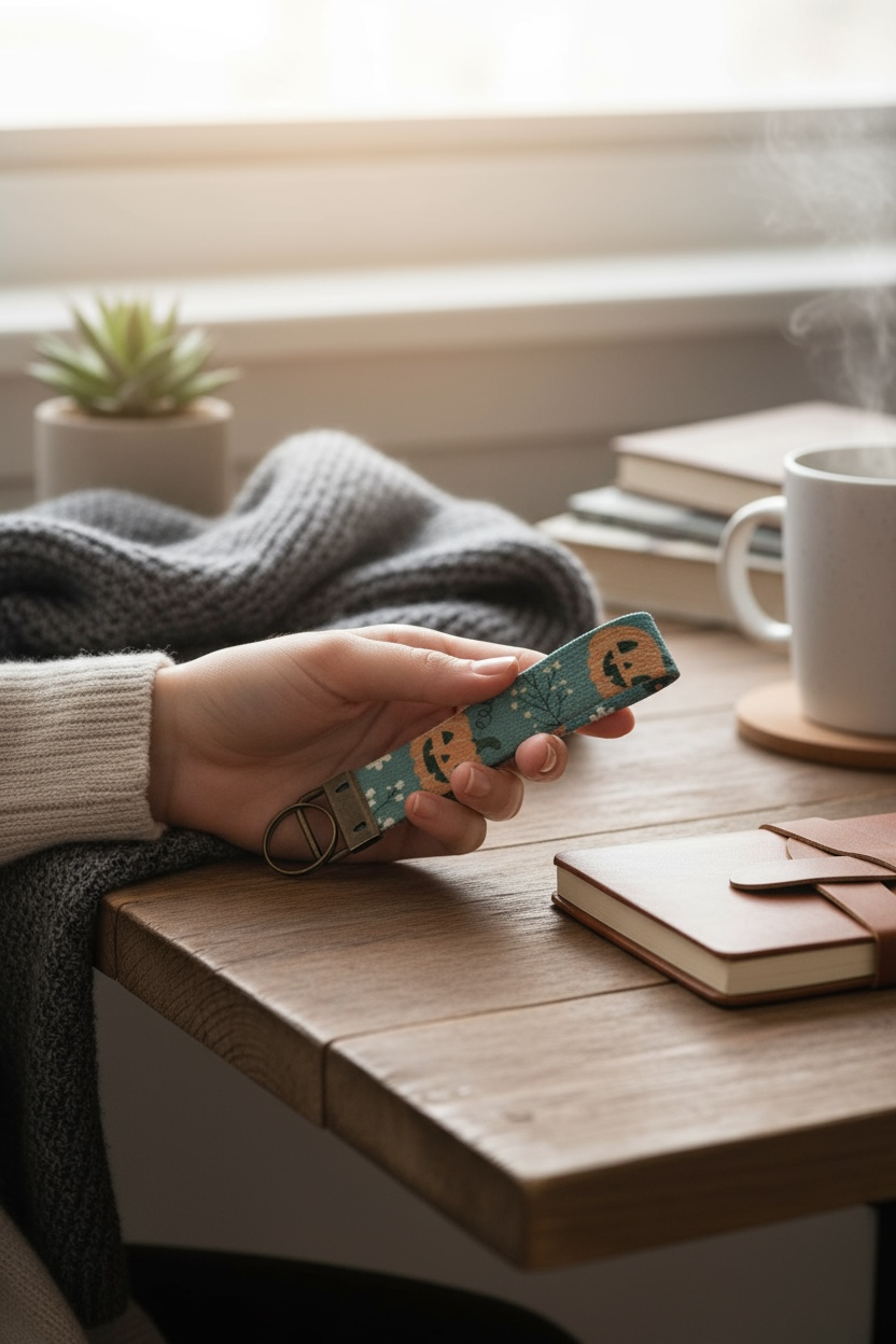 Pumpkin Wristlet Keychain – Fall & Halloween Key Fob