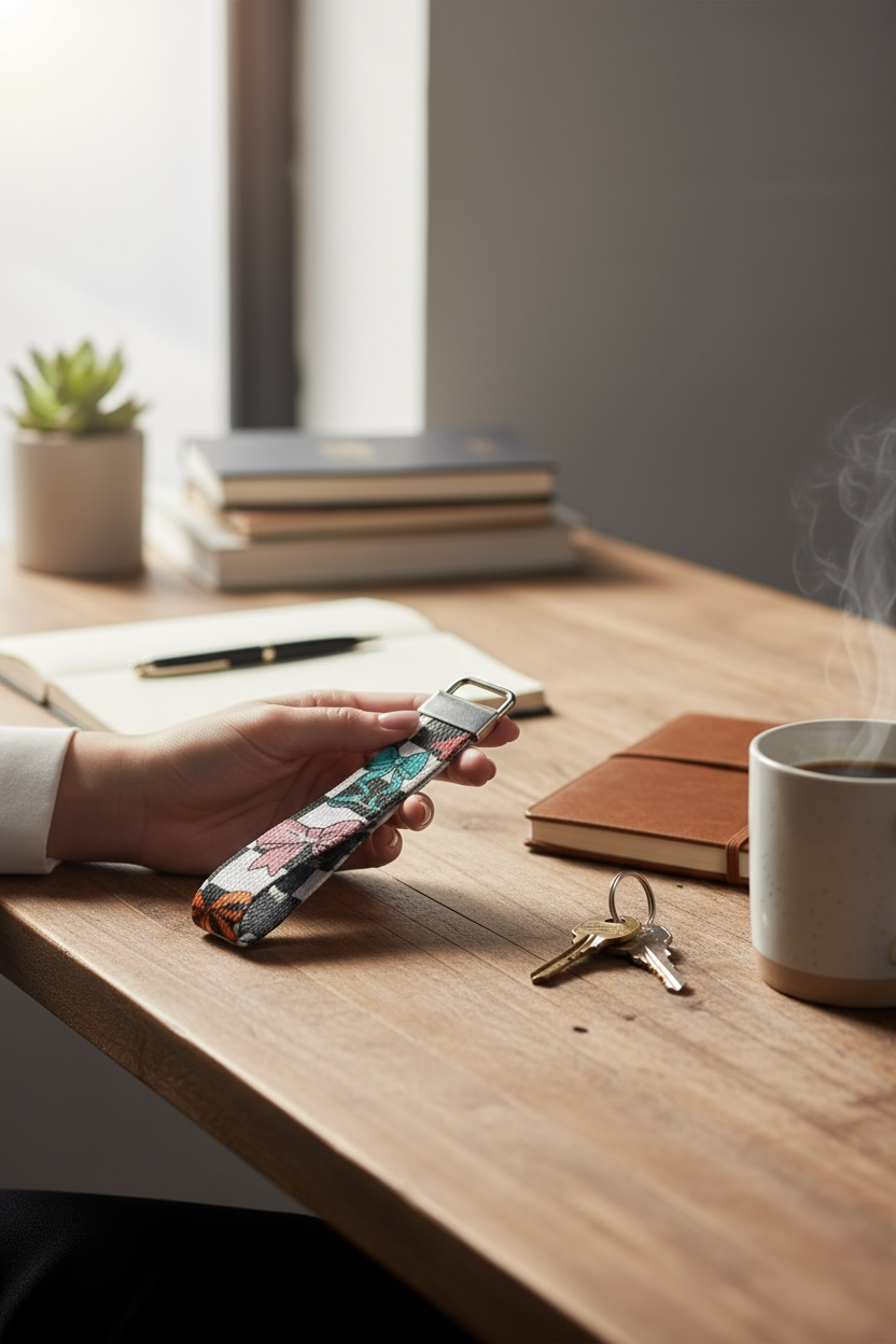 Checkered Bow Wristlet Keychain – Cute Colorful Key Fob