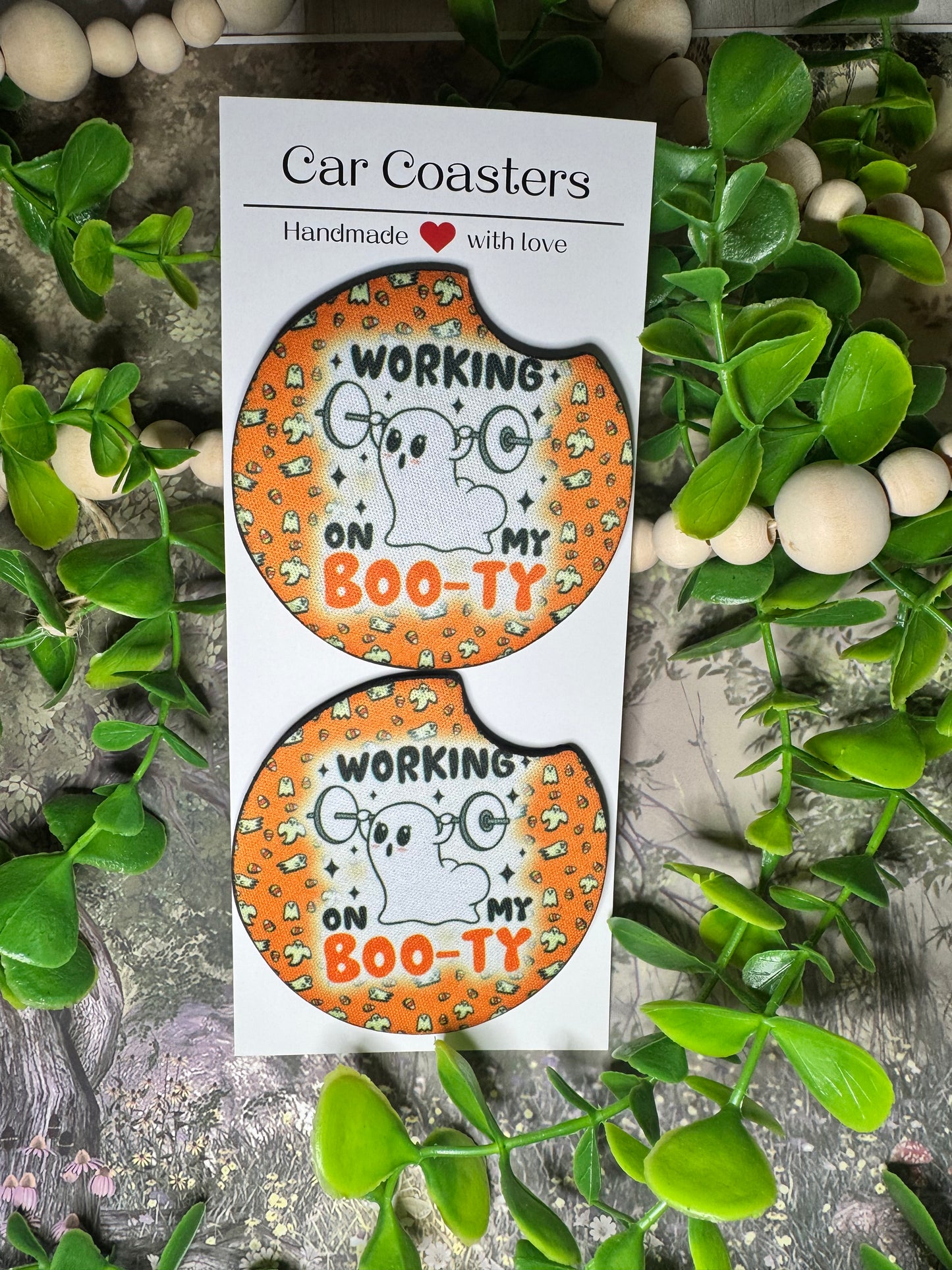 Working on My Boo-ty Car Coasters (Set of 2) 👻💪