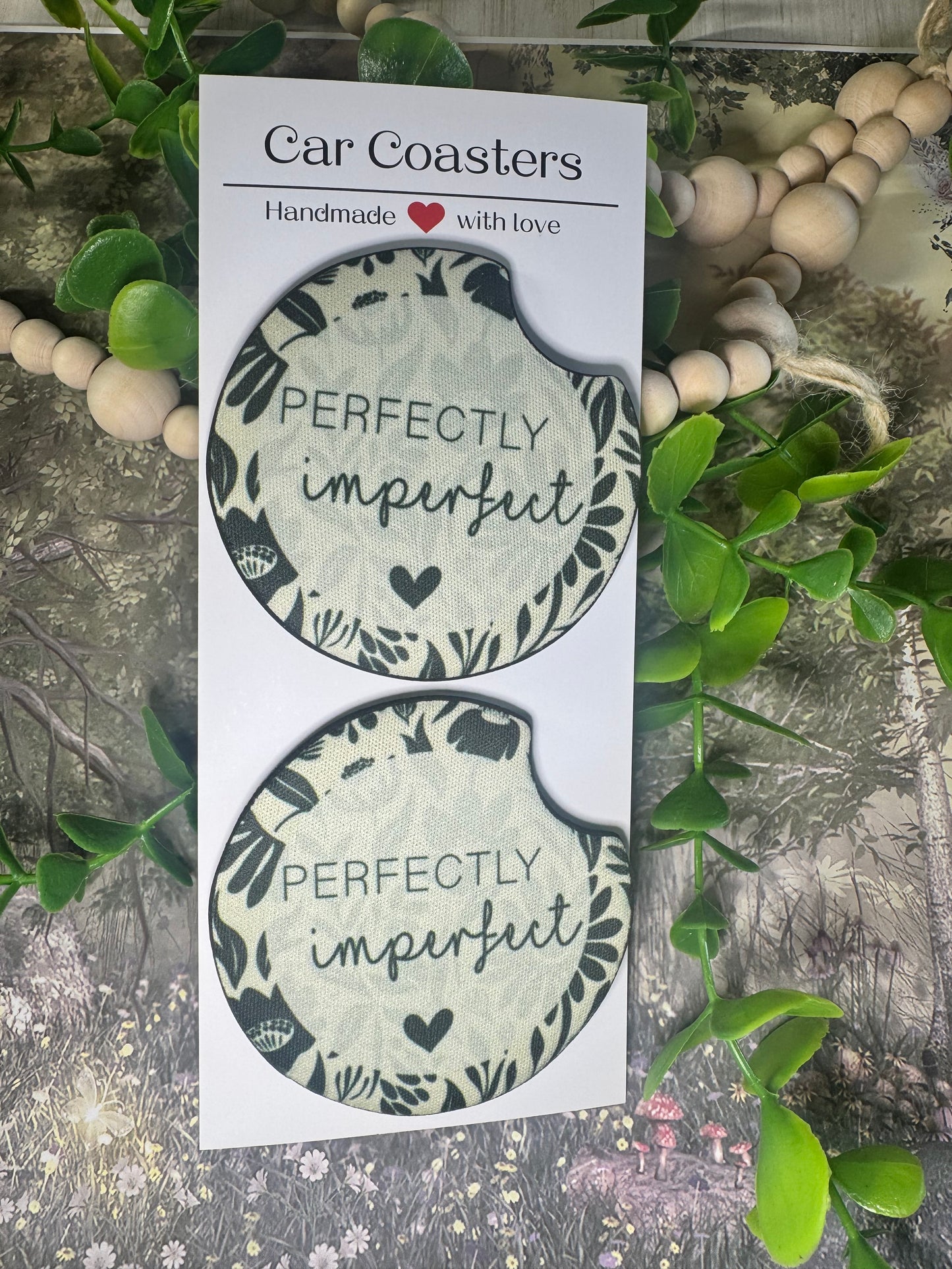 Perfectly Imperfect Car Coasters (Set of 2) 🖤