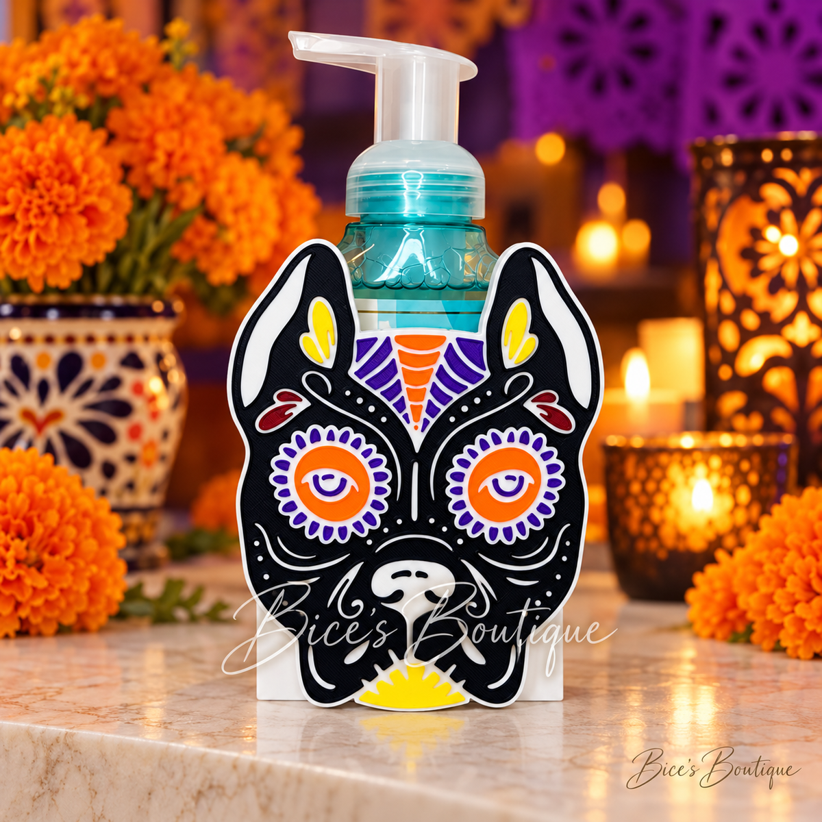Colorful Sugar Skull Dog Interchangeable Faceplate