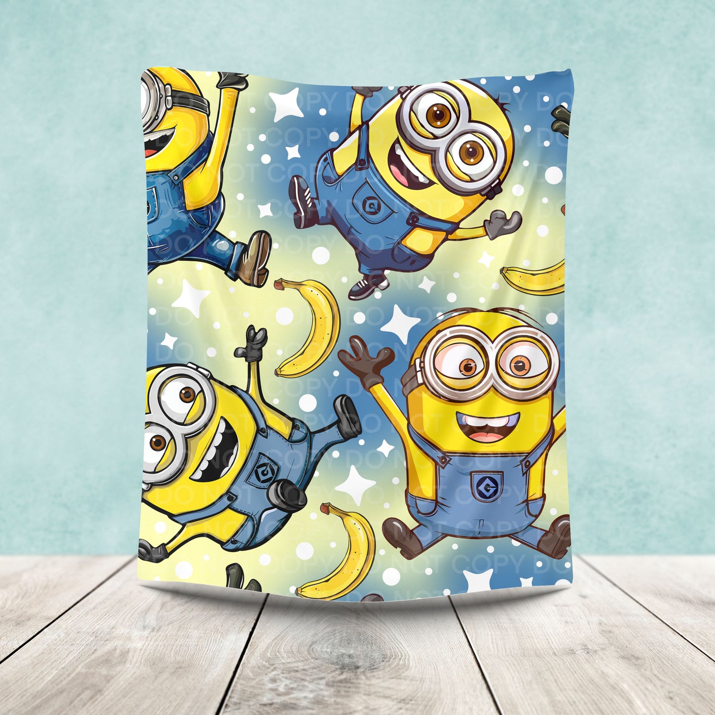 Funny Yellow Cartoon Friends Plush Blanket – Banana Theme Character Throw