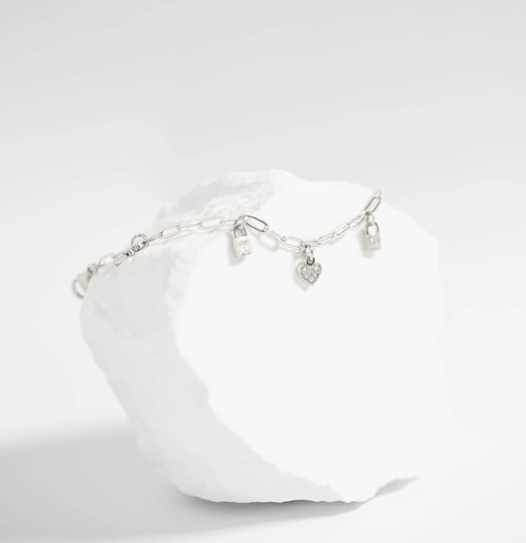 Heart & Lock Charm Bracelet