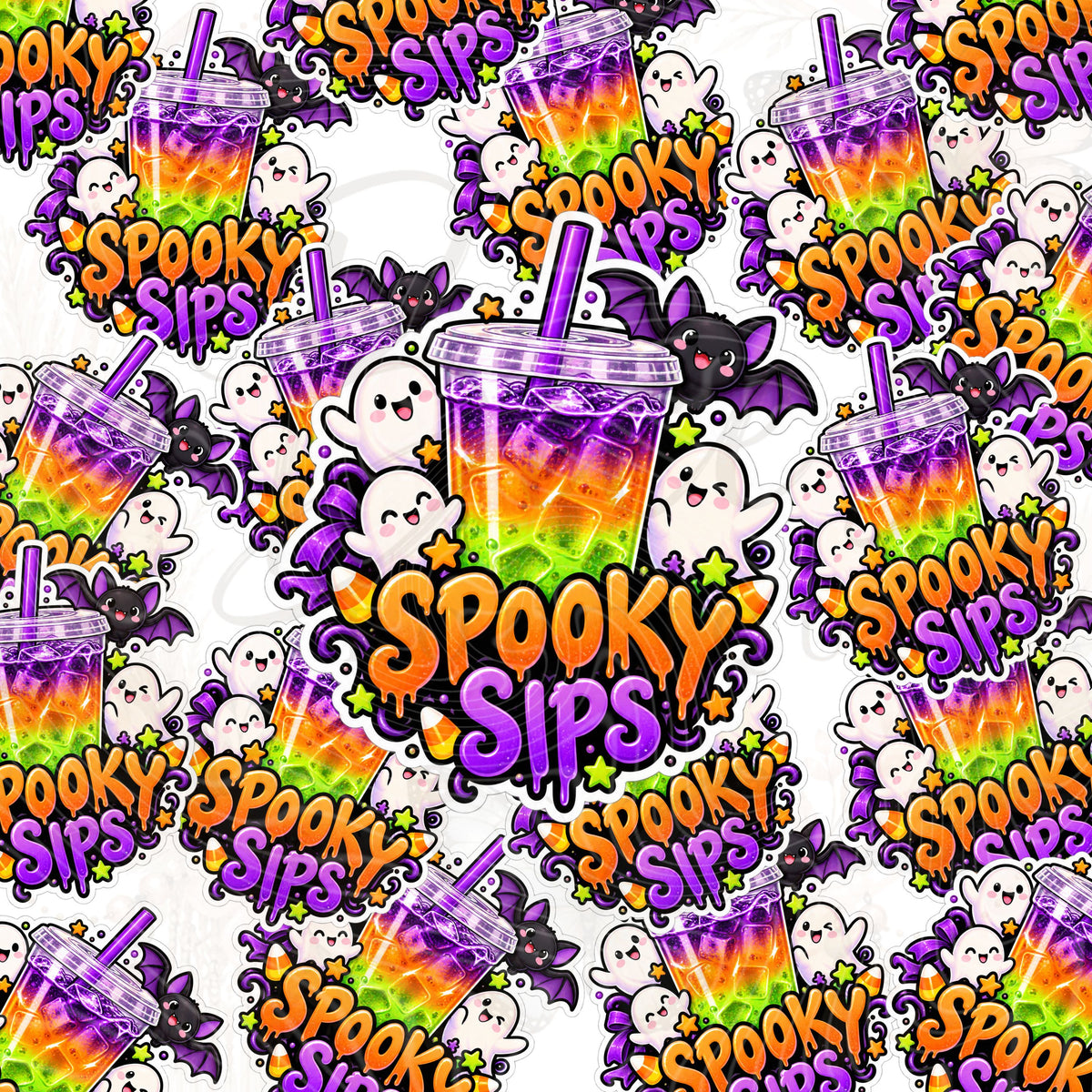 Spooky Sips Halloween UV DTF Decal