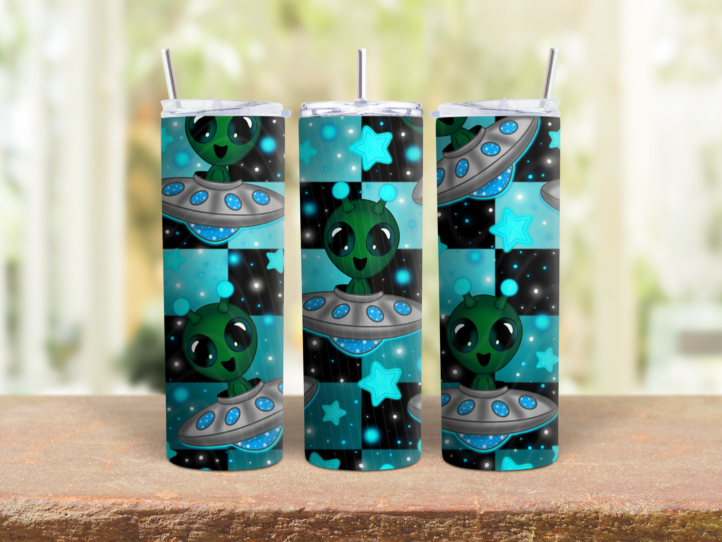 Cute Alien UFO Tumbler – Space-Themed 20oz Skinny Tumbler