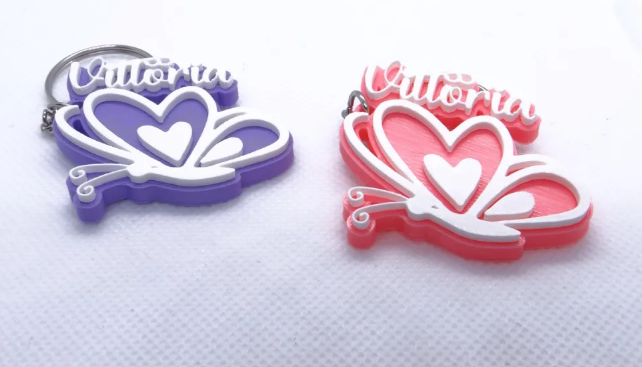 Personalized Butterfly Heart Keychain