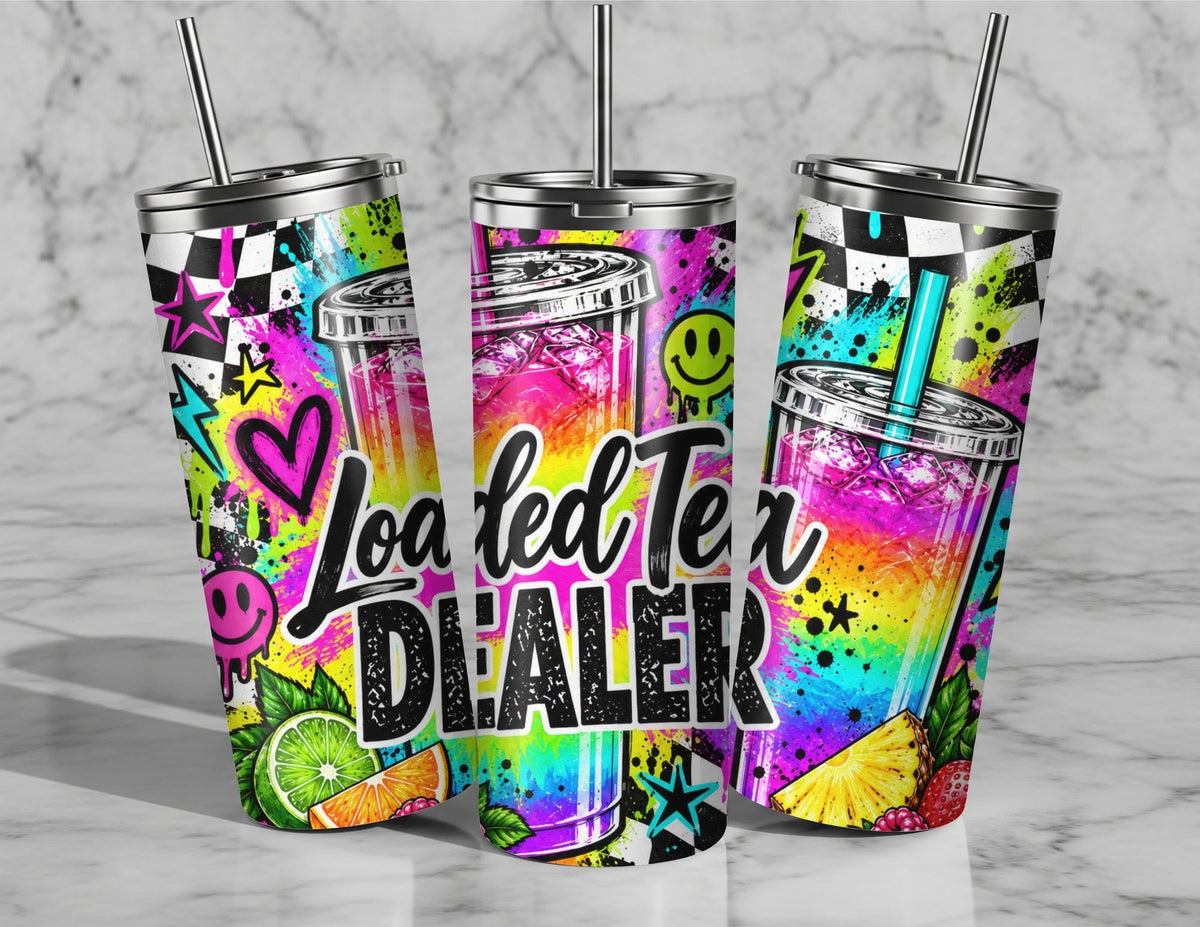 Loaded Tea Dealer Neon Checkered 20oz Tumbler