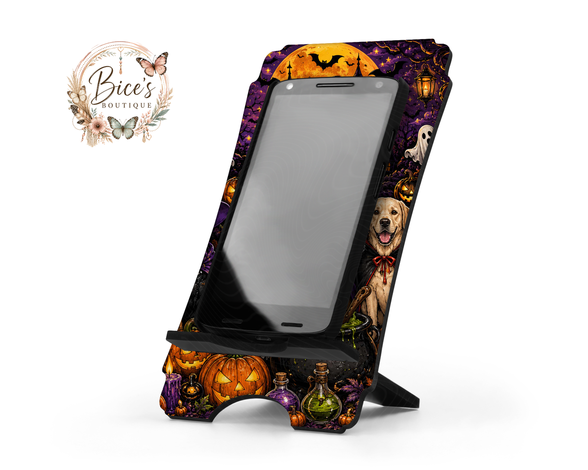 Howl-O-Ween Dog Phone Stand – Spooky Halloween Design