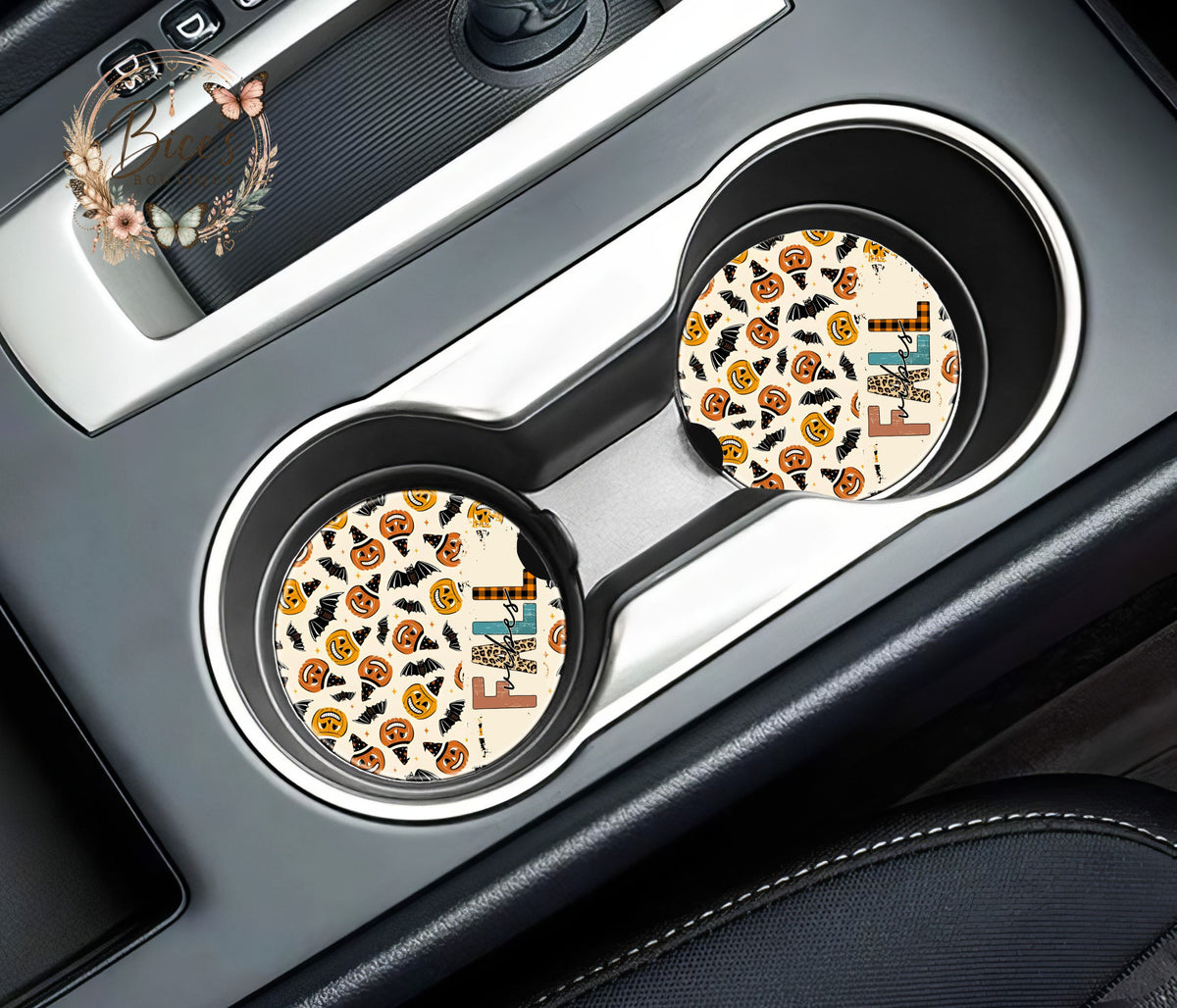 Happy Fall Halloween Car Coaster Set