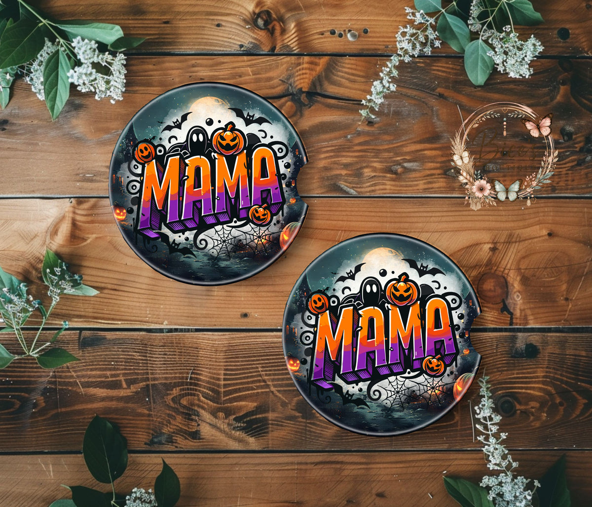 Halloween Mama Spooky Car Coaster Set