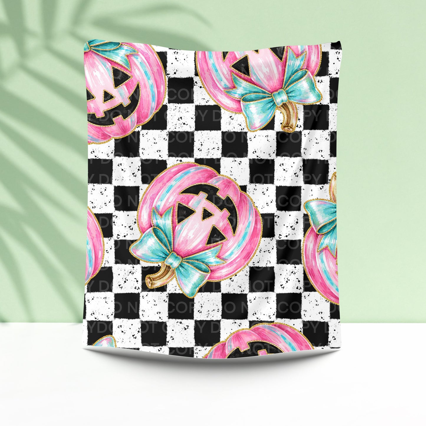 Buffalo Check Pink Pumpkin Blanket | Cute Halloween Home Décor