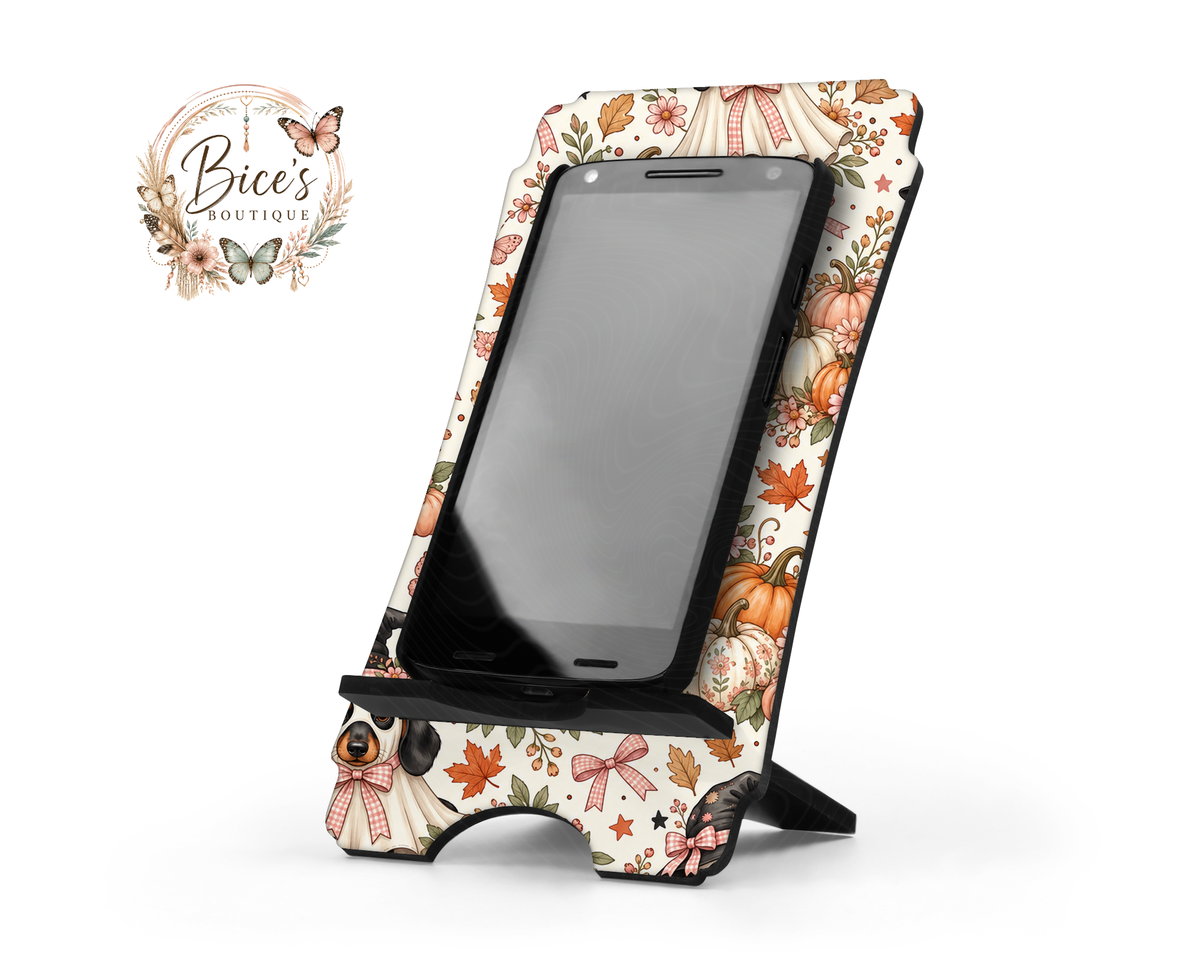 Spooky Weenie Dog Phone Stand – Dachshund Halloween Design
