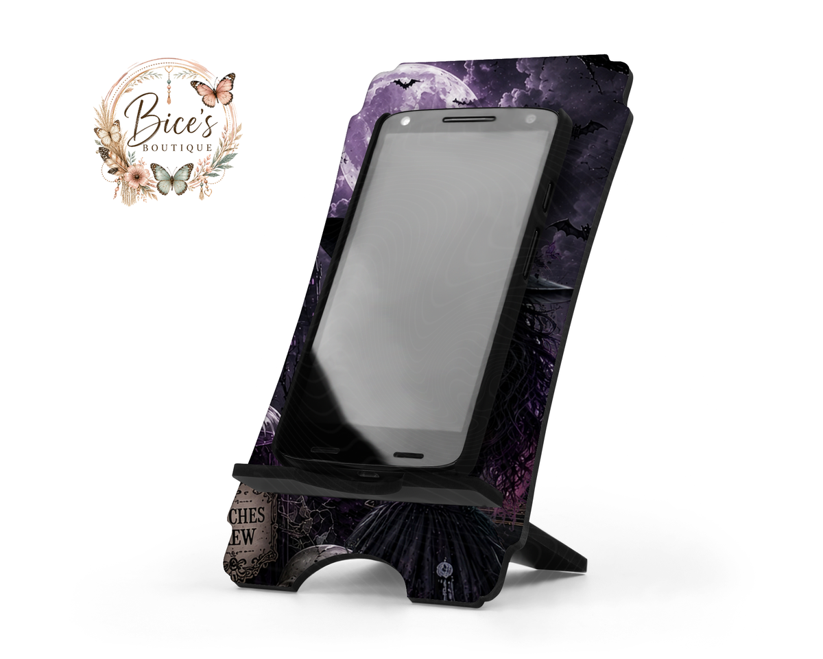 Midnight Witch Phone Stand – Purple Gothic Halloween Design
