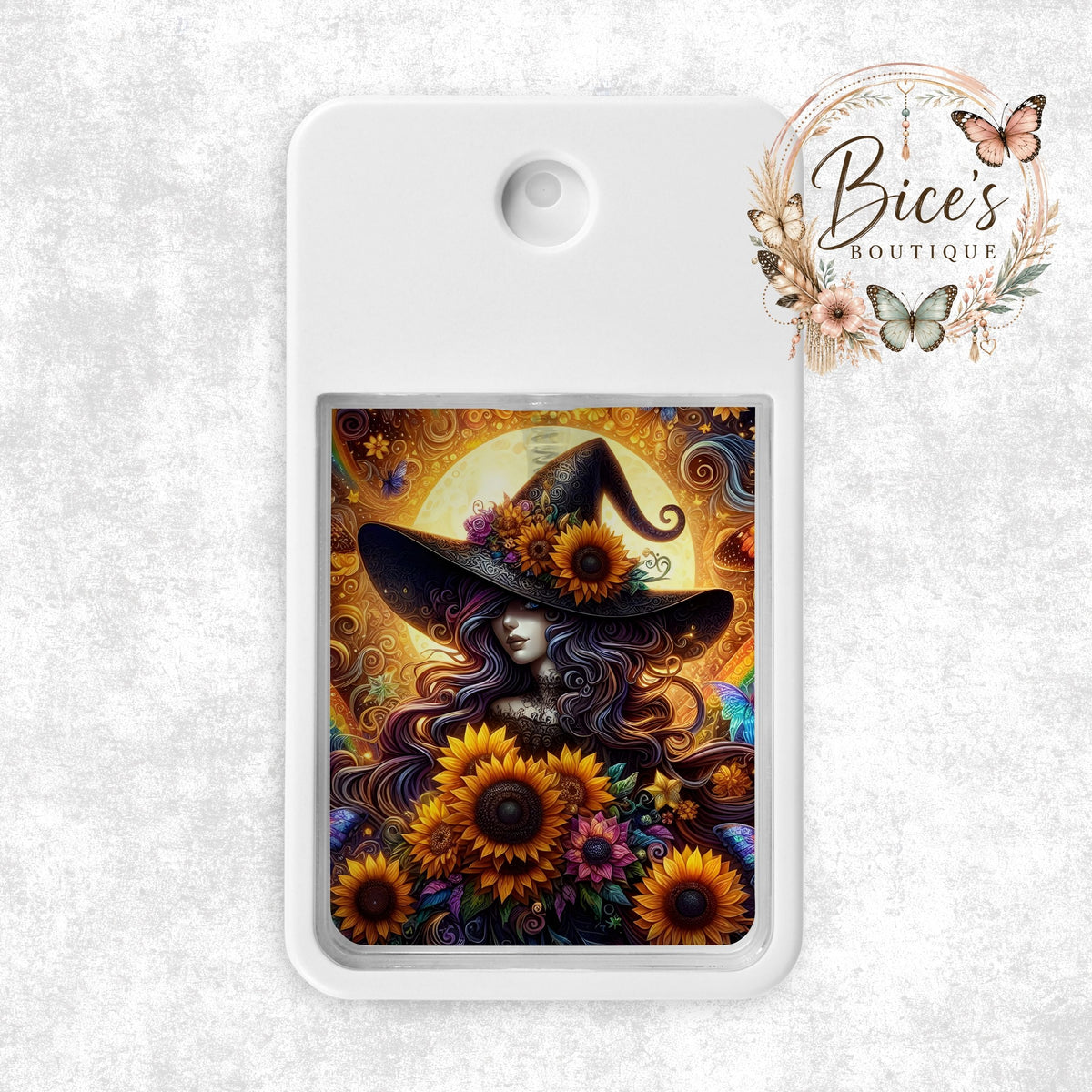 Sunflower Witch Hand Sanitizer Spray โ Witchy Fall Design