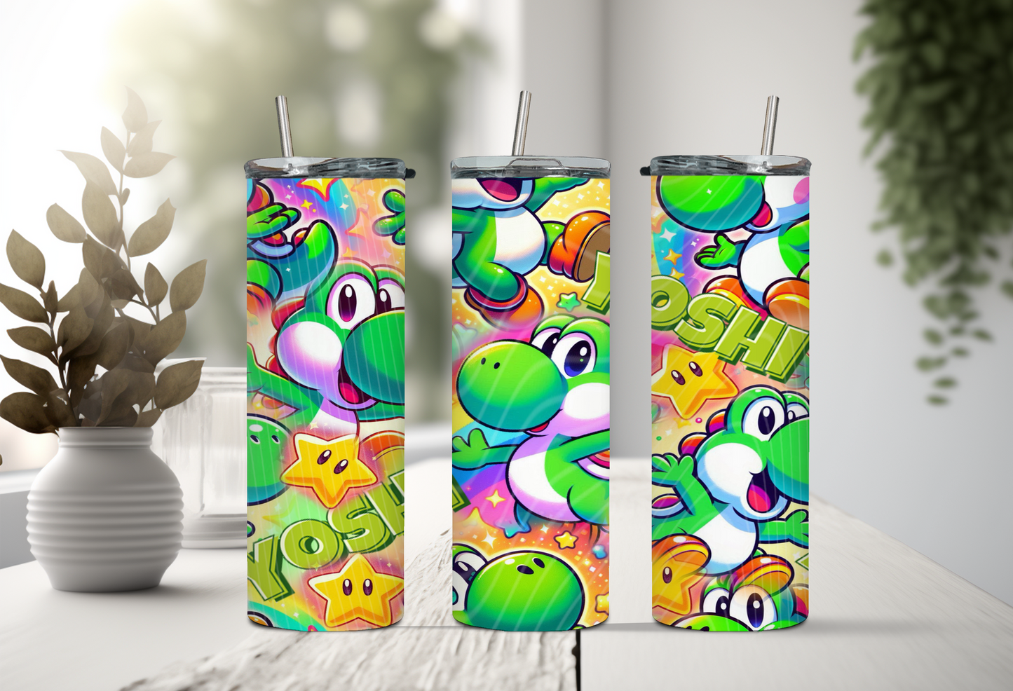 Playful Green Dino Adventure Tumbler – 20oz Skinny Stainless Steel Tumbler