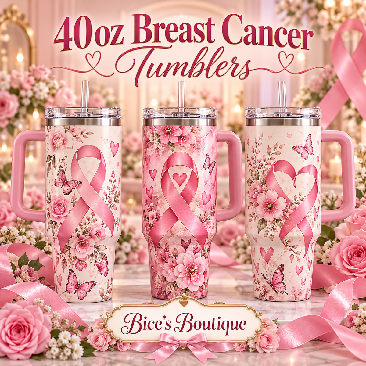 Breast Cancer 40oz Tumblers