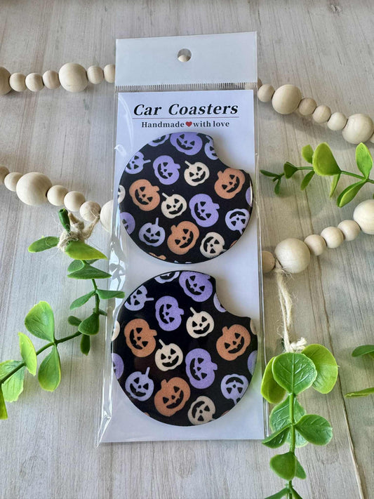 Pastel Pumpkins Car Coasters
