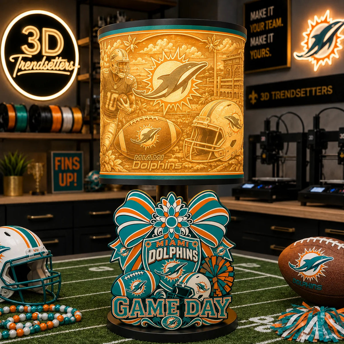 Girly Game Day Sports Lamp – Multiple Team Styles Available