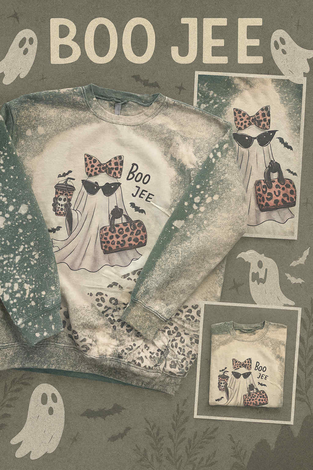 👻 “Boo Jee” Leopard Ghost Sweatshirt 🐆