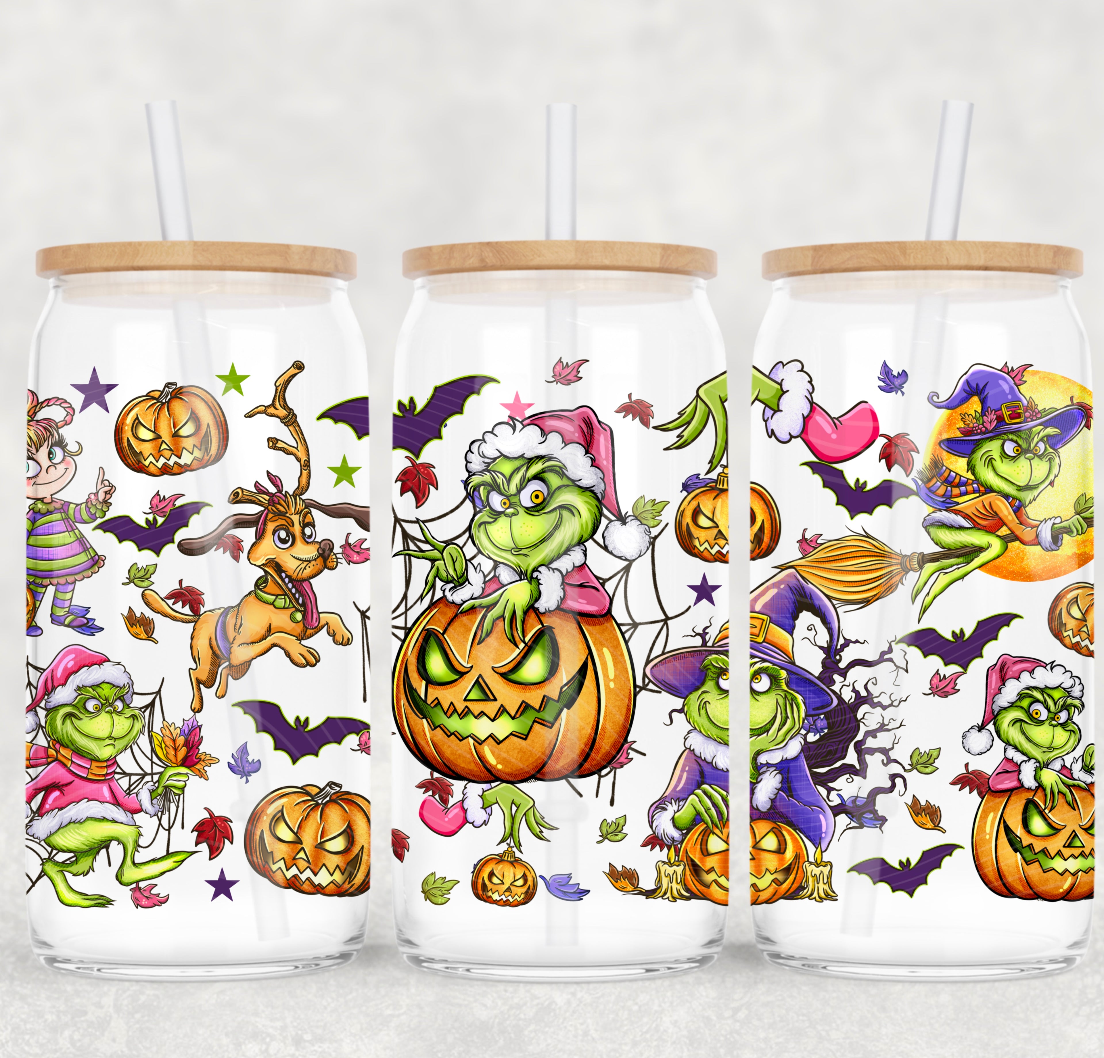 🎃 “How the Green Guy Stole Halloween” 16oz Glass Tumbler 🎃