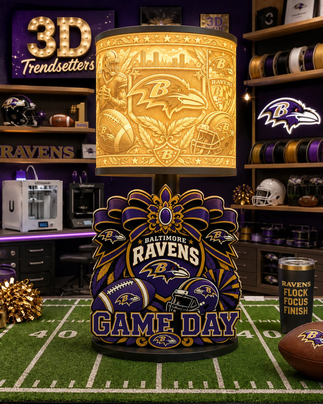 Girly Game Day Sports Lamp – Multiple Team Styles Available