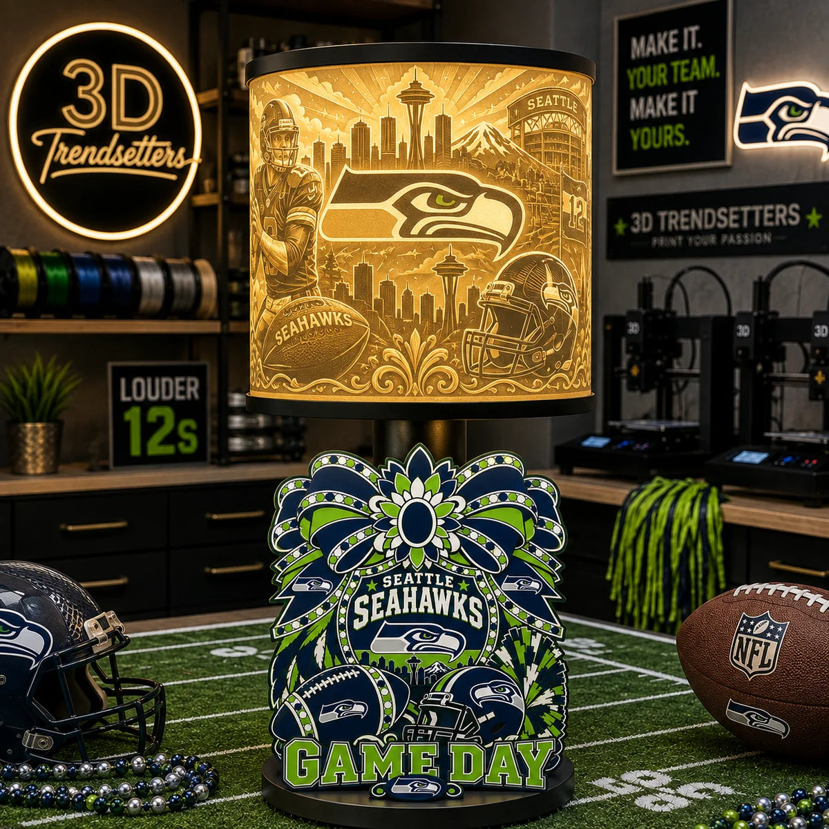 Girly Game Day Sports Lamp – Multiple Team Styles Available