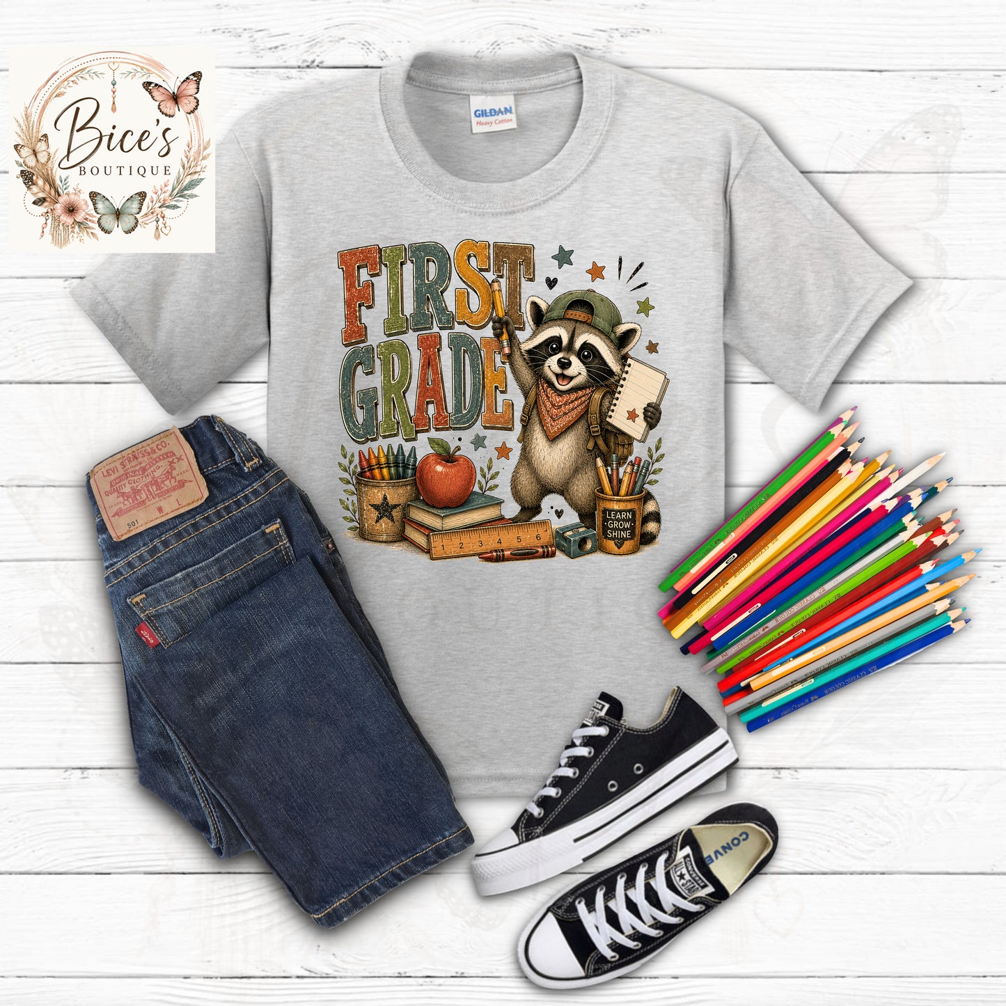 Grade Raccoon Back to School T-Shirt | Cute First Day of School Shirt | Multiple Grade Options