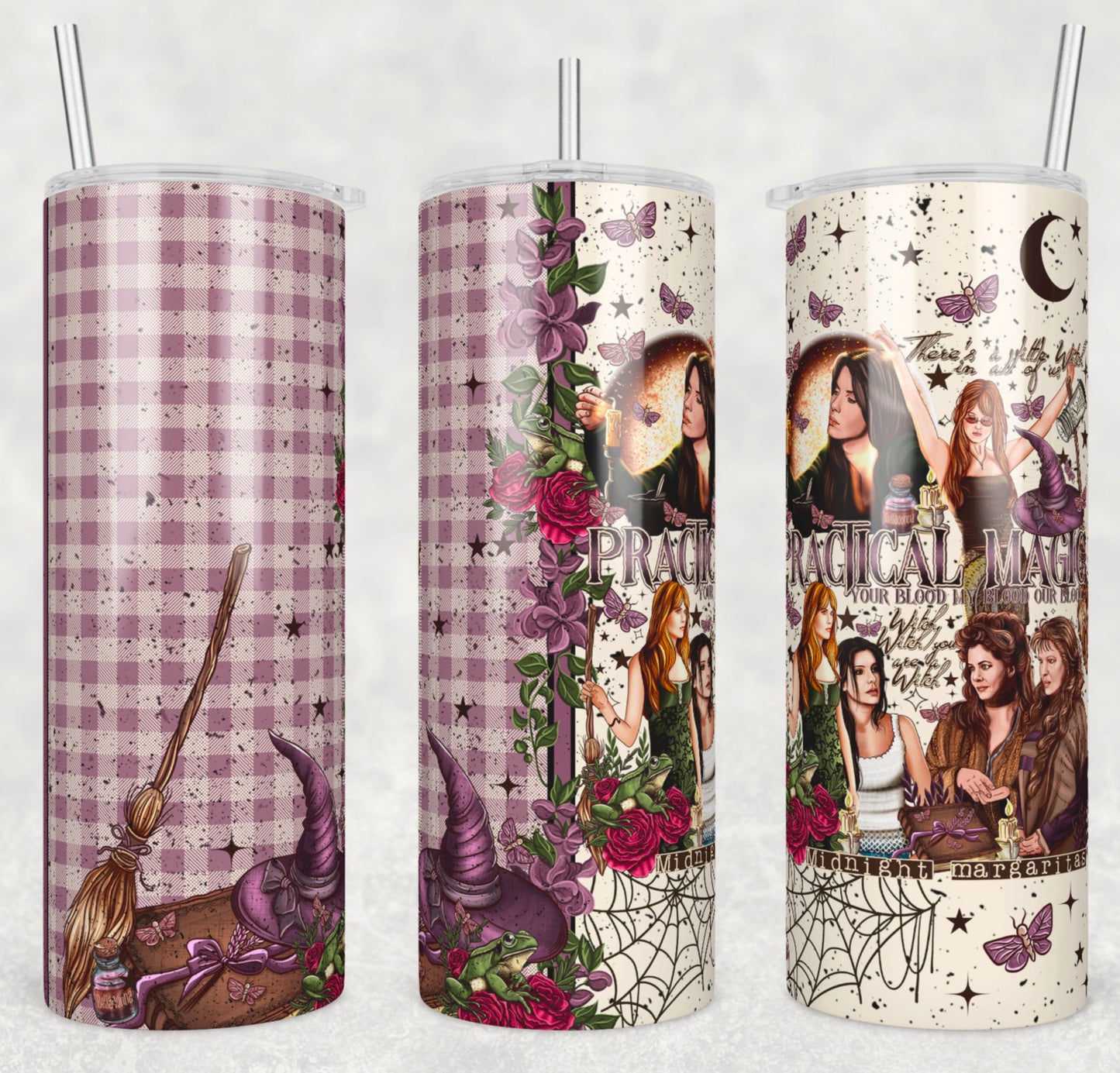 🌙 “Midnight Margaritas & Practical Magic” 20oz Witchy Tumbler 🌙