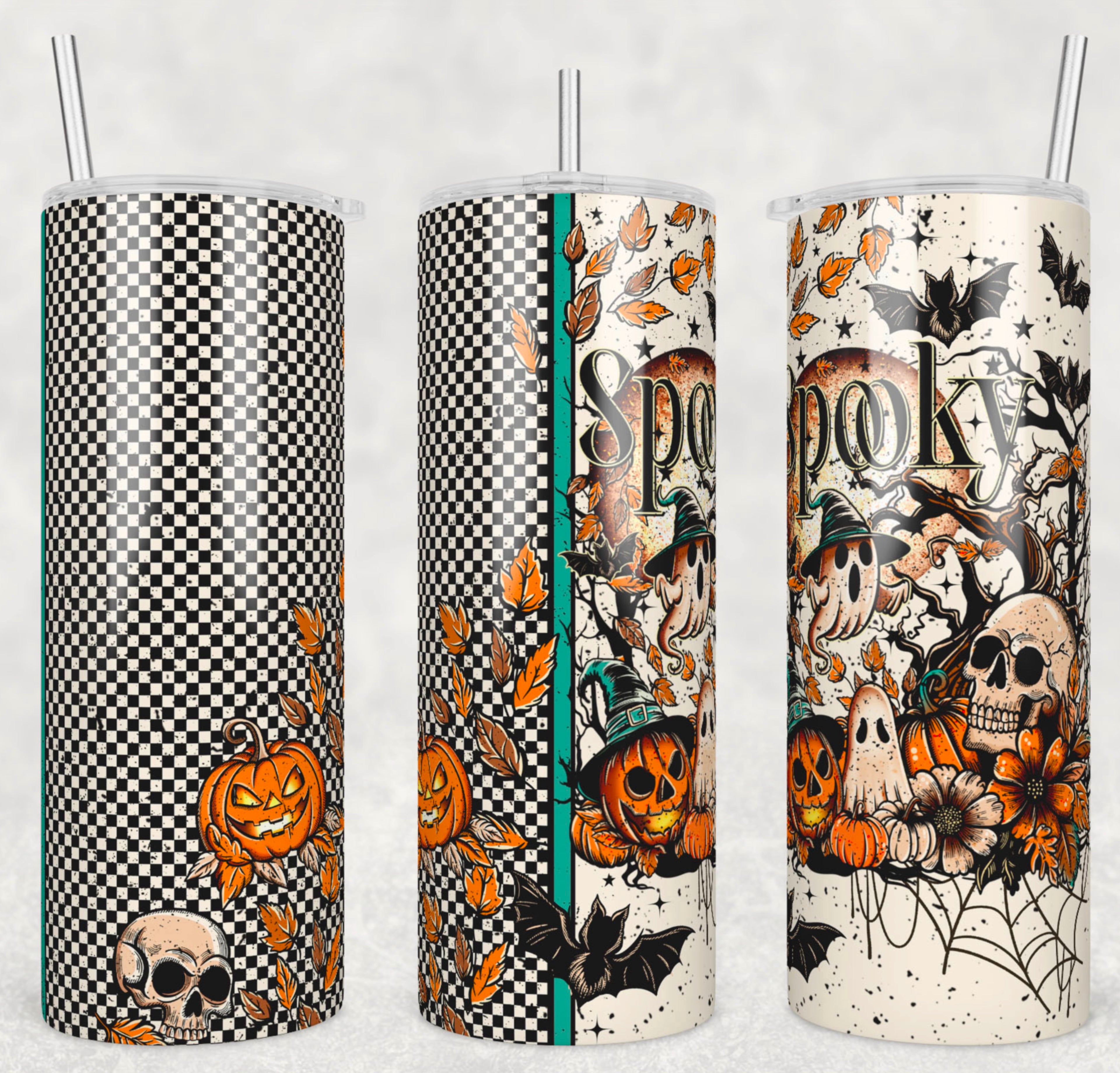🖤 “Stay Spooky” 20oz Checkered Halloween Tumbler 🖤