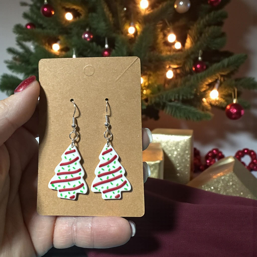 🎄 Christmas Tree Earrings – Lightweight 3D Printed Holiday Jewelry