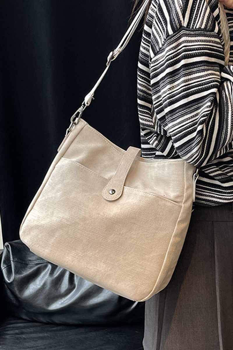 Distressed Faux Leather Crossbody Messenger Bag