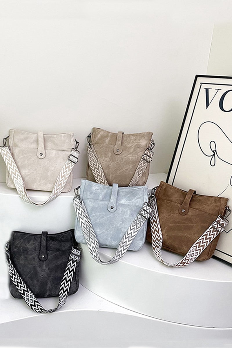 Distressed Faux Leather Crossbody Messenger Bag