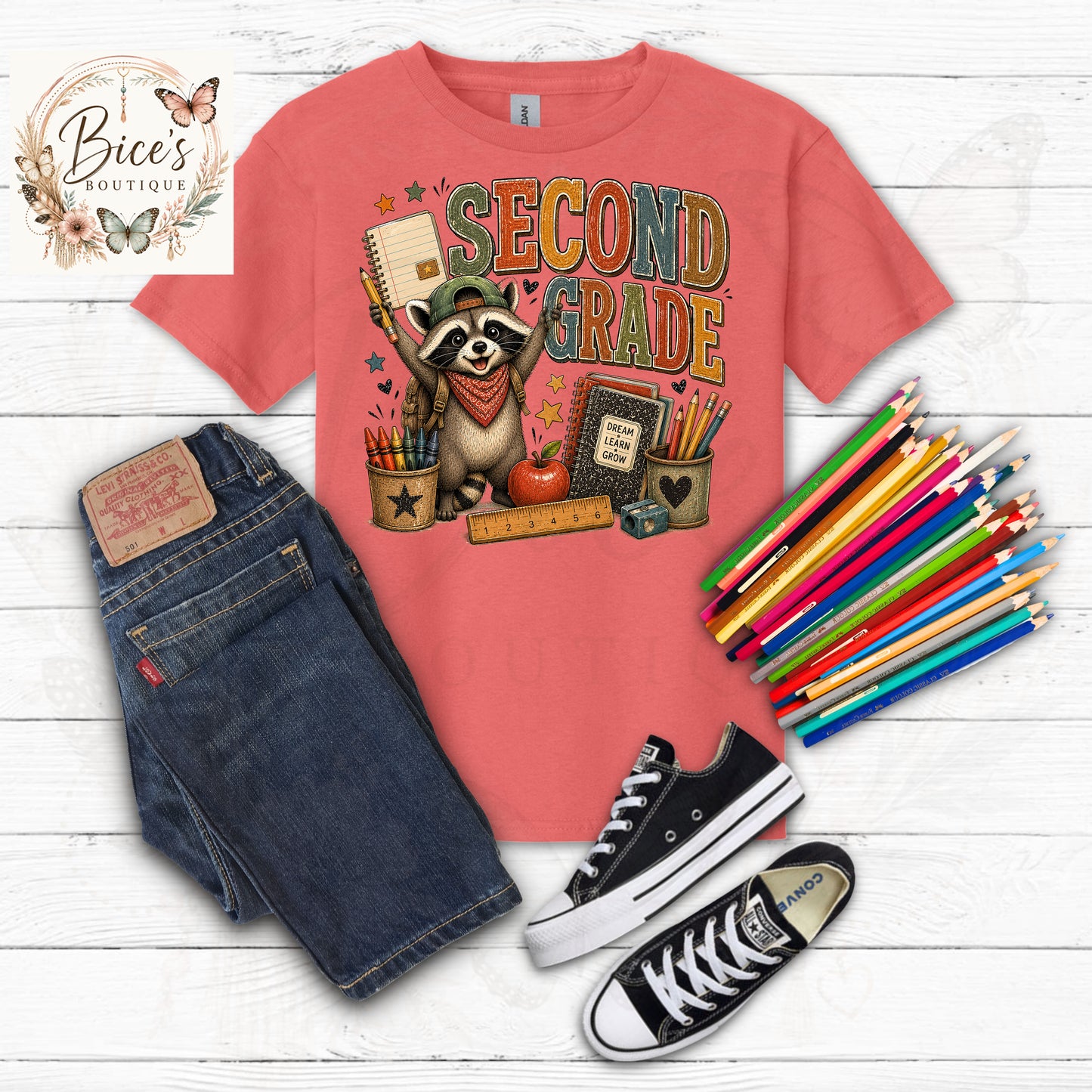 Grade Raccoon Back to School T-Shirt | Cute First Day of School Shirt | Multiple Grade Options