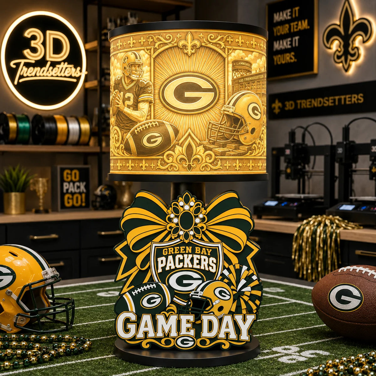 Girly Game Day Sports Lamp – Multiple Team Styles Available