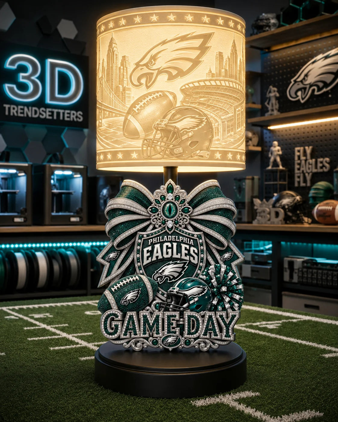 Girly Game Day Sports Lamp – Multiple Team Styles Available