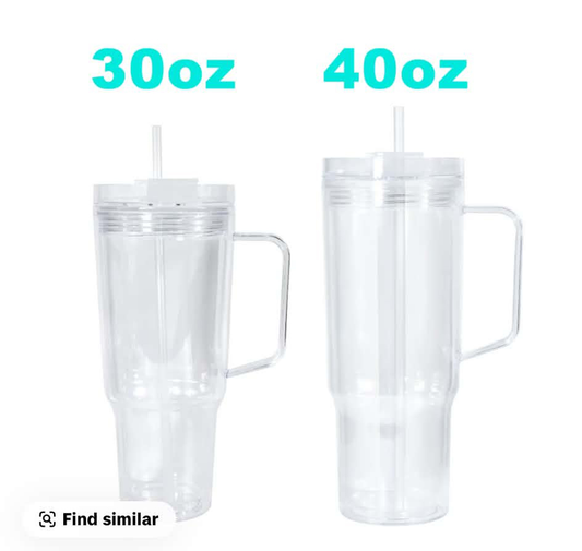 30oz Acrylic Snow Globe Tumbler with Handle