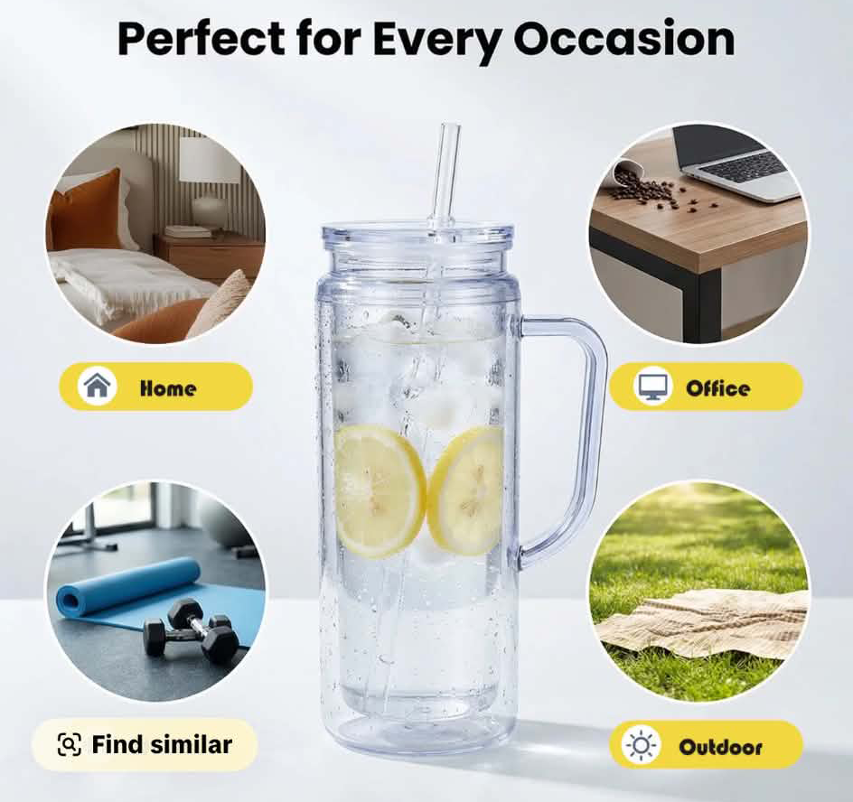 20oz Acrylic Snow Globe Tumbler with Handle