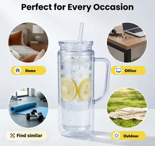 20oz Acrylic Snow Globe Tumbler with Handle