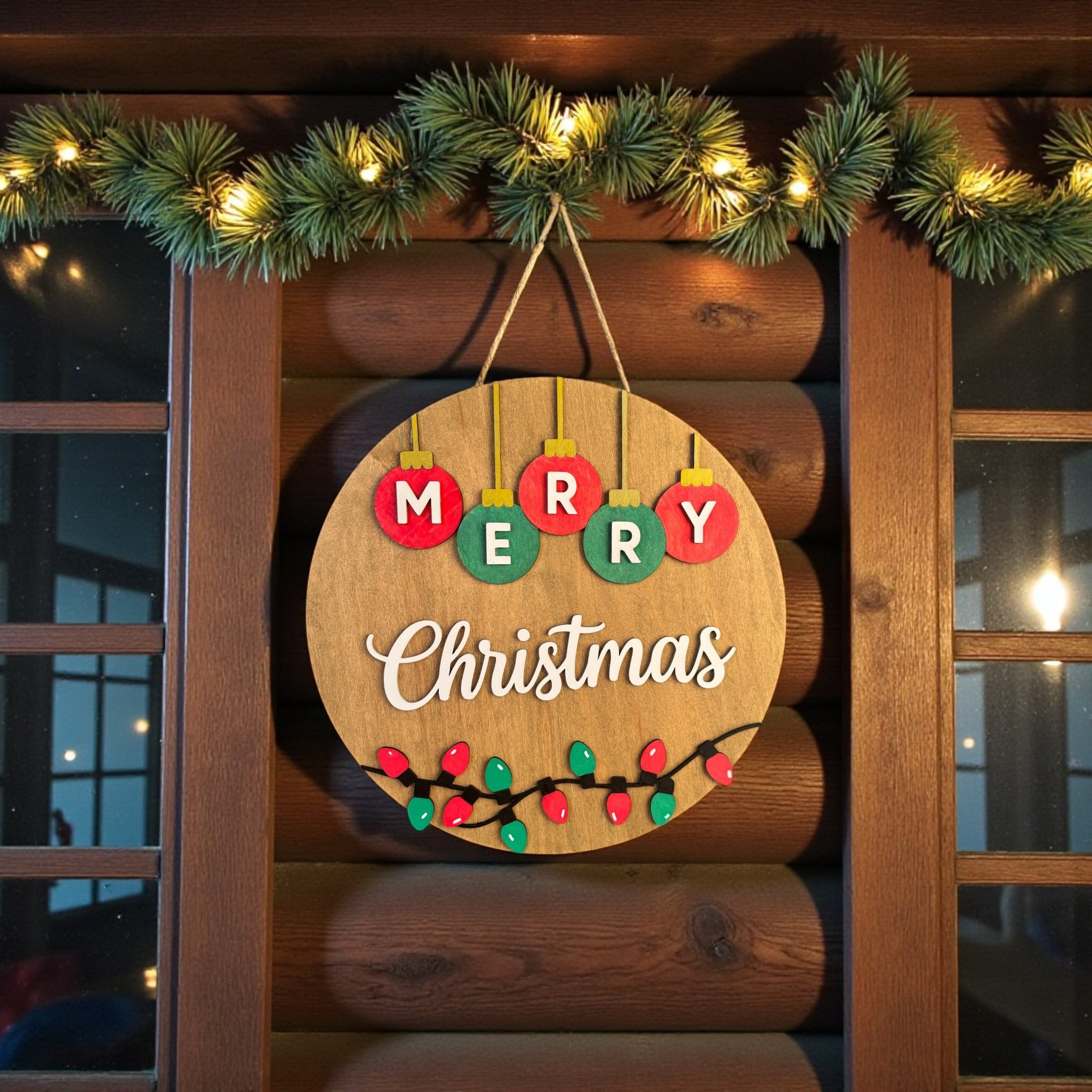 Merry Christmas 15" Wooden Door Sign
