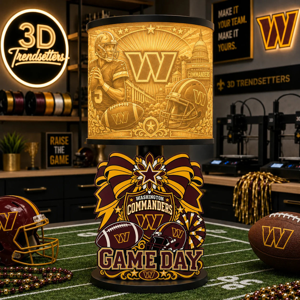 Girly Game Day Sports Lamp – Multiple Team Styles Available