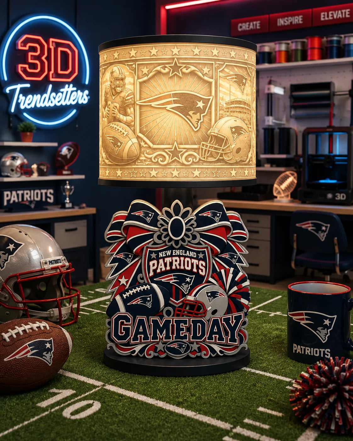Girly Game Day Sports Lamp – Multiple Team Styles Available