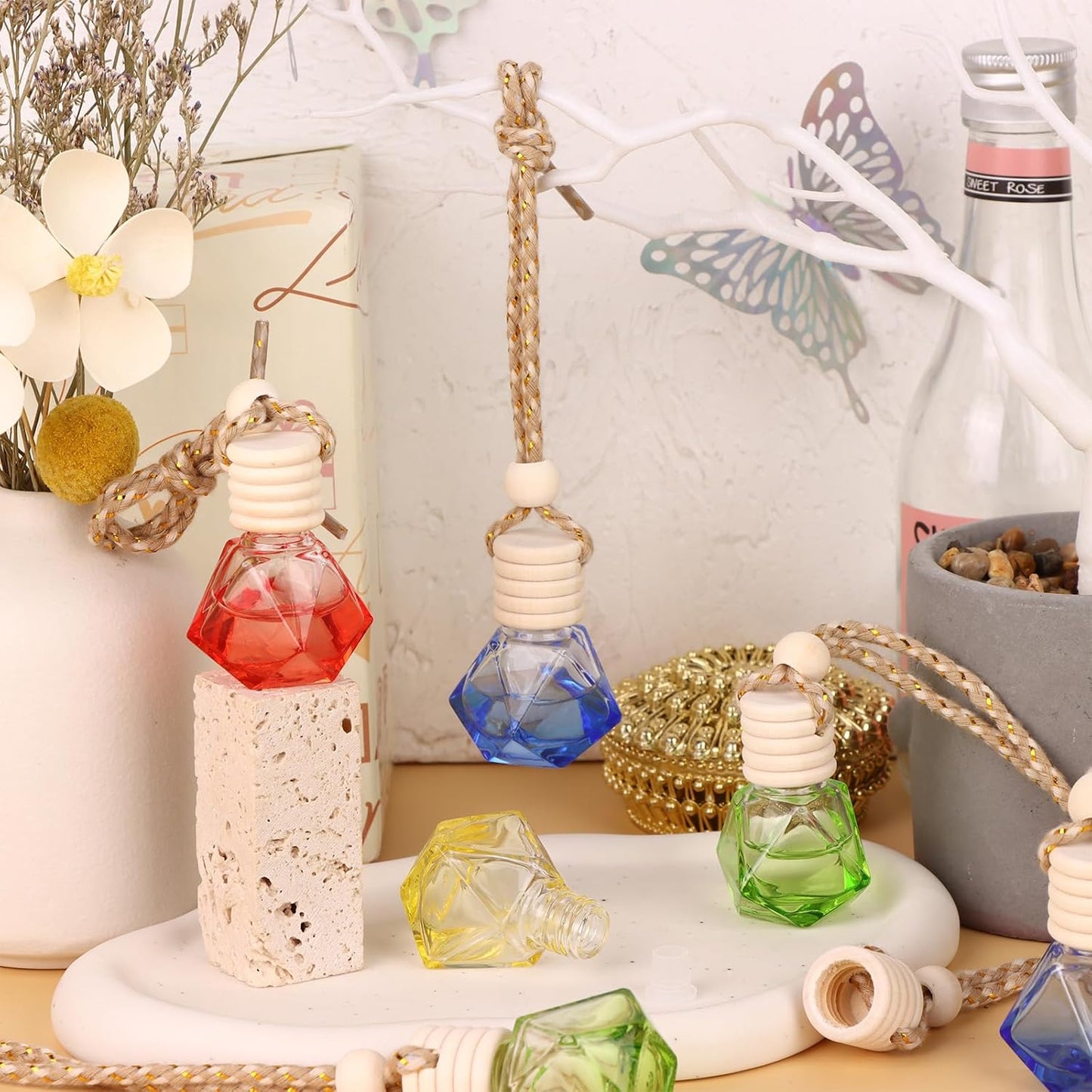 Faceted Glass Hanging Car Diffuser – Refillable Air Freshener