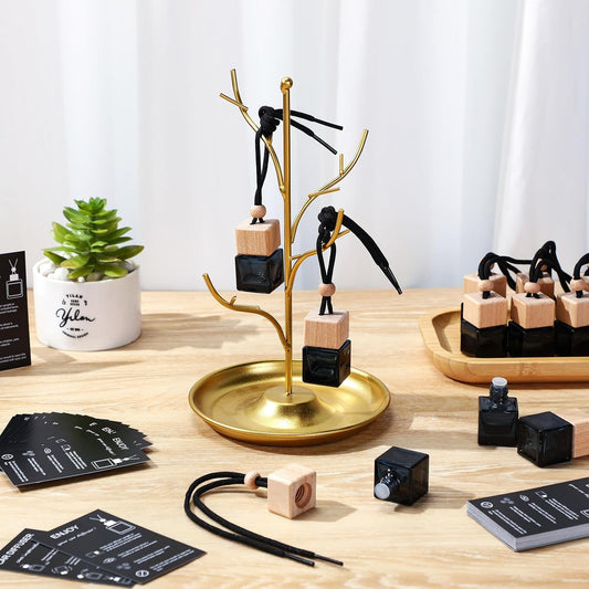Hanging Car Diffuser – Refillable Wooden & Glass Air Freshener