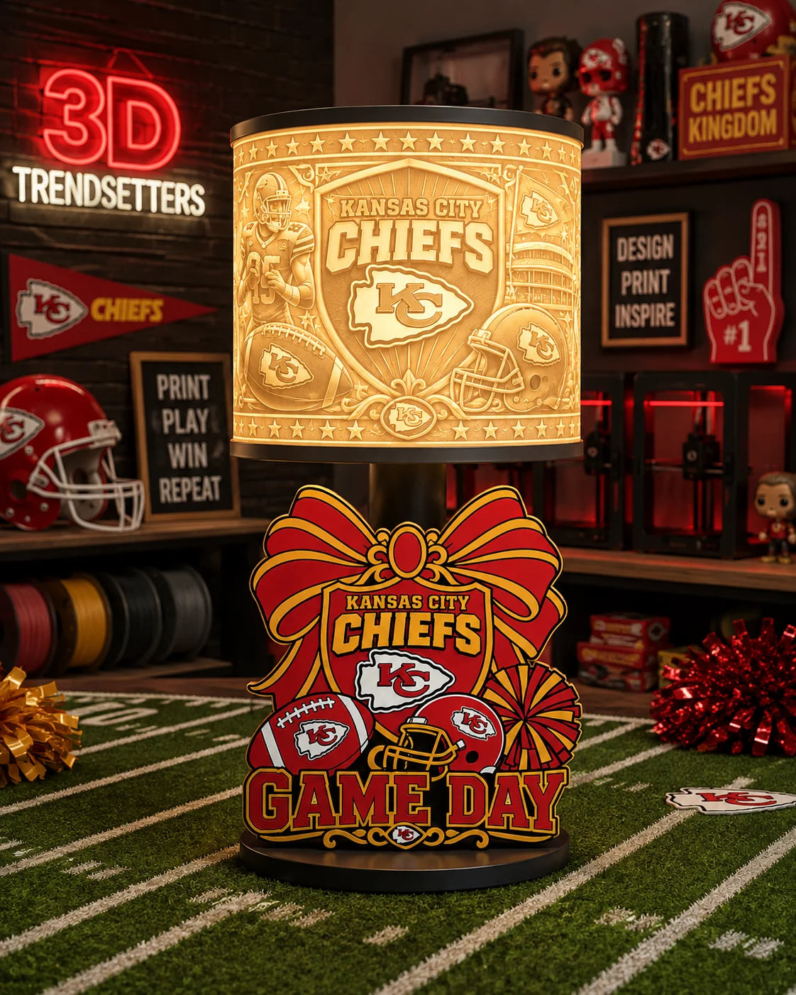 Girly Game Day Sports Lamp – Multiple Team Styles Available